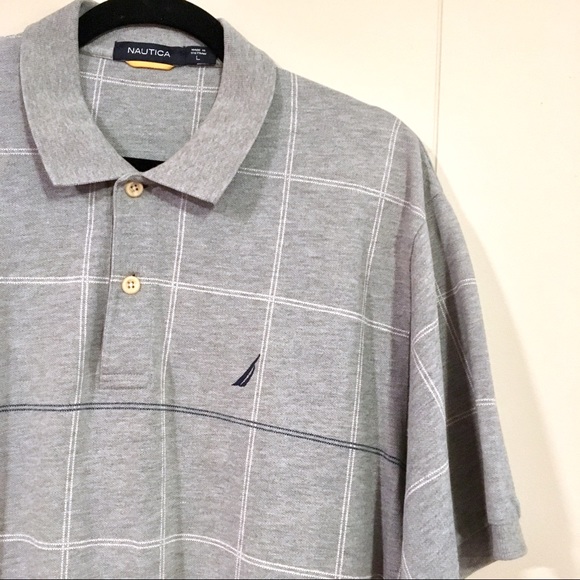 Nautica gray plaid shortsleeve polo shirt - Picture 2 of 2